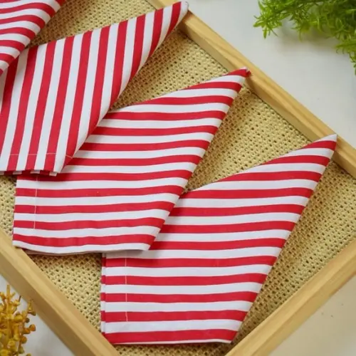 Guardanapo Listrado Vermelho e Branco 12 Unidades