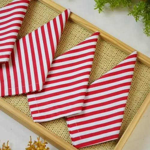 Guardanapo Listrado Vermelho e Branco 12 Unidades