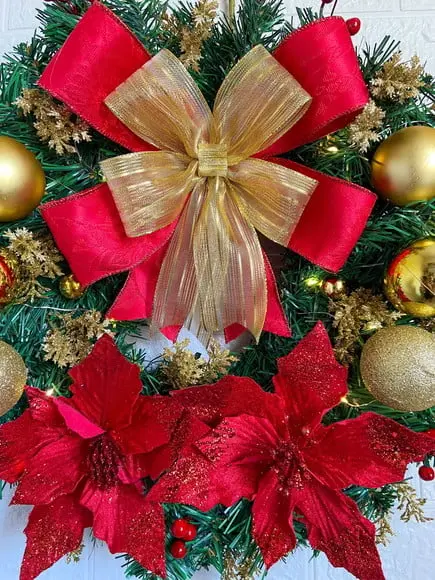 Guirlanda de Natal com Flores/ Acompanha Led