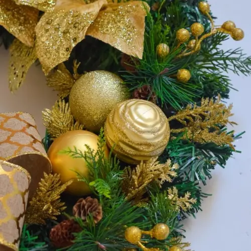 Guirlanda de Natal Dourada com Led