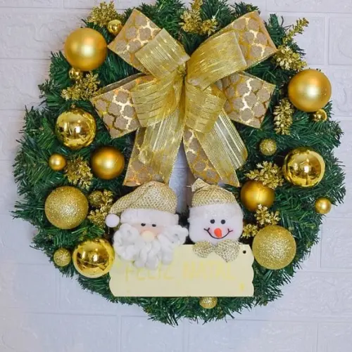 Guirlanda de Natal com Papai Noel e Boneco de Neve /led