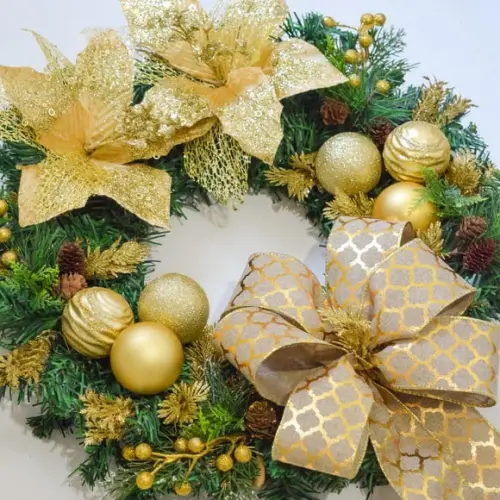 Guirlanda de Natal Dourada com Led