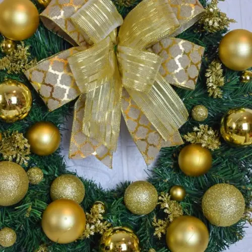 Guirlanda de Natal Dourada com Pisca de Led