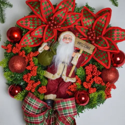 Guirlanda de Natal Papai Noel com Pisca de Led