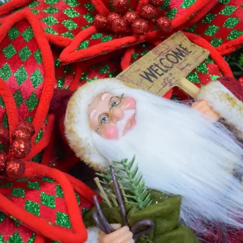 Guirlanda de Natal Papai Noel com Pisca de Led