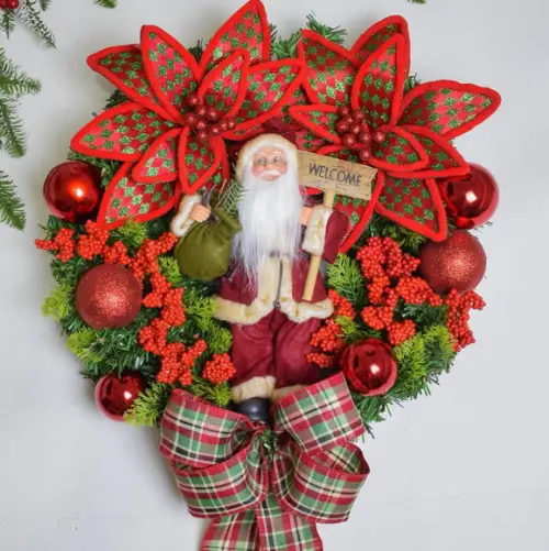 Guirlanda de Natal Papai Noel com Pisca de Led