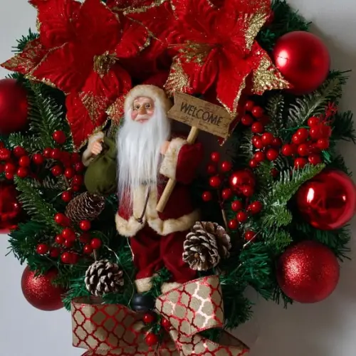 Guirlanda de Natal Papai Noel com Led