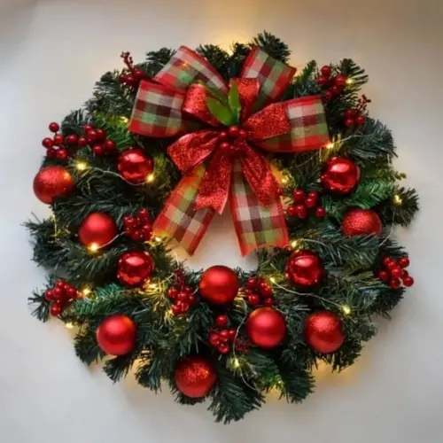 Guirlanda de Natal Vermelha com Led