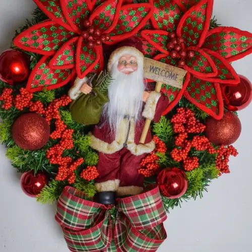 Guirlanda de Natal Papai Noel com Pisca de Led