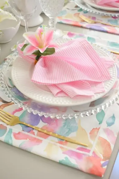 Kit Mesa Posta Aquarela Dia das Mães 6 Lugares Bordado