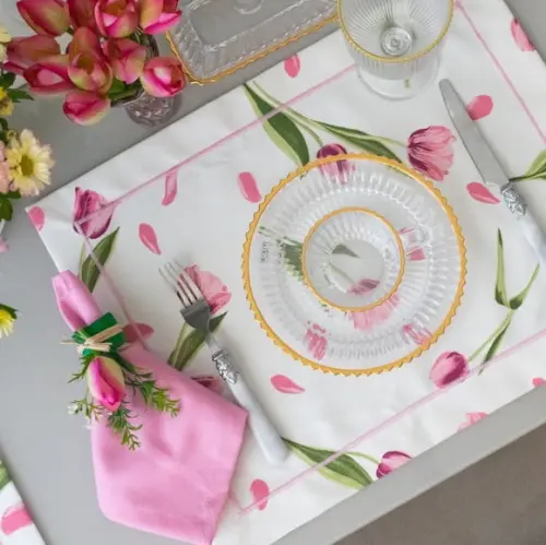 Kit Mesa Posta Dia das Mães Tulipas 4 Lugares