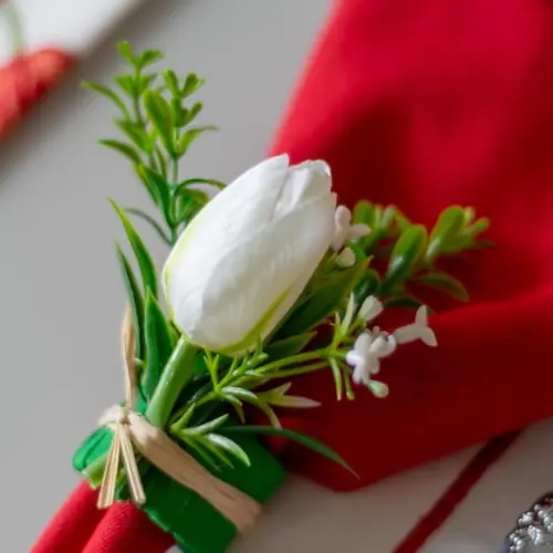Kit Mesa Posta Dia das Mães Tulipas Vermelhas 4 Lugares