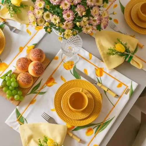 Kit Mesa Posta Tulipas Amarelas 2 Lugares