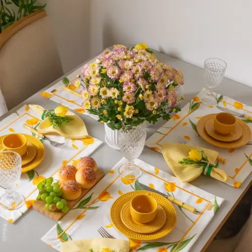 Kit Mesa Posta Tulipas Amarelas 2 Lugares