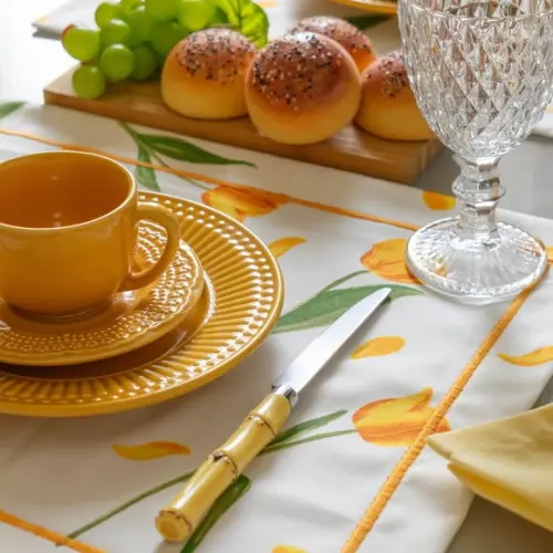 Kit Mesa Posta Tulipas Amarelas 2 Lugares