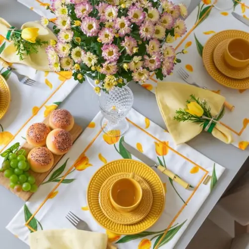 Kit Mesa Posta Tulipas Amarelas 2 Lugares