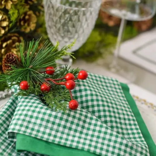 Mesa Posta de Natal Verde e Branco 10 Lugares
