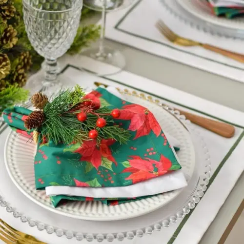 Mesa Posta de Natal Verde e Branco 4 Lugares