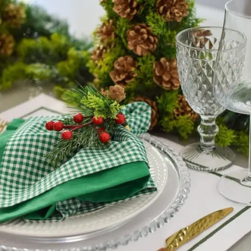 Mesa Posta de Natal Verde e Branco 4 Lugares