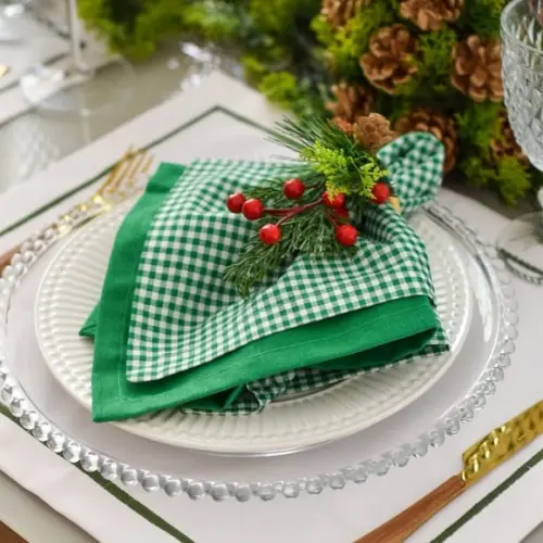 Mesa Posta de Natal Verde e Branco 4 Lugares