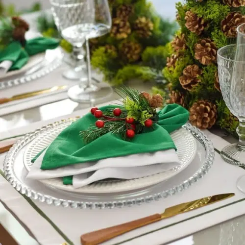 Mesa Posta de Natal Verde e Branco 4 Lugares