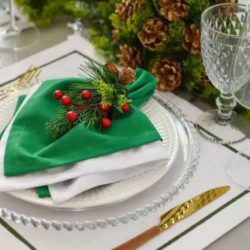 Mesa Posta de Natal Verde e Branco 4 Lugares