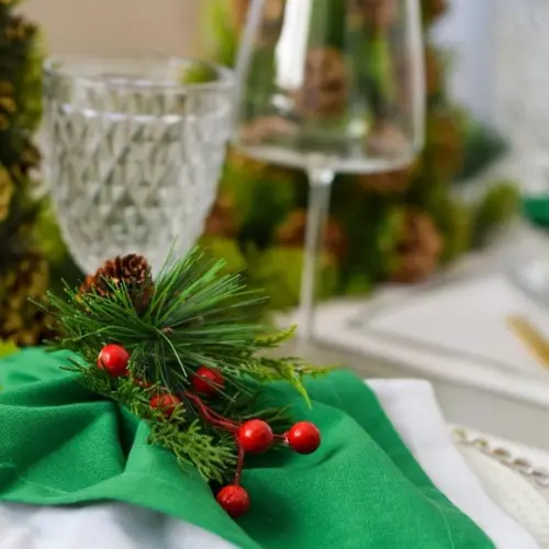 Mesa Posta de Natal Verde e Branco 6 Lugares