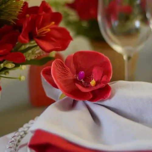 Mesa Posta Vermelha e Branca / 4 Lugares