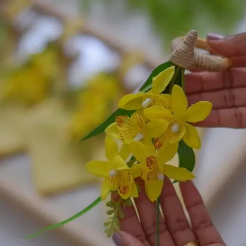 Porta Guardanapo de Orquídea Amarela