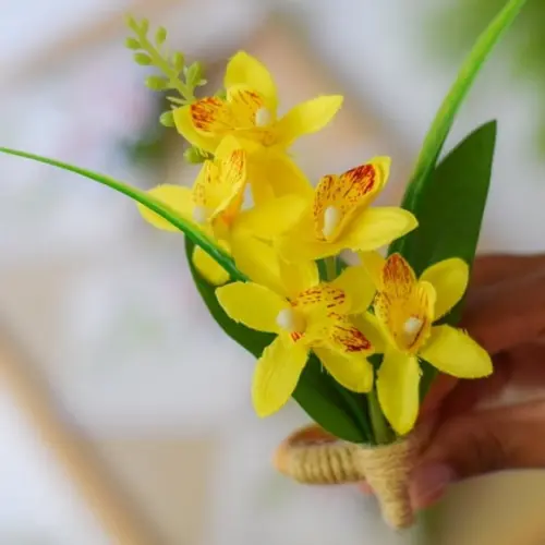 Porta Guardanapo de Orquídea Amarela 6 Unidades