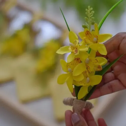 Porta Guardanapo de Orquídea Amarela 8 Unidades