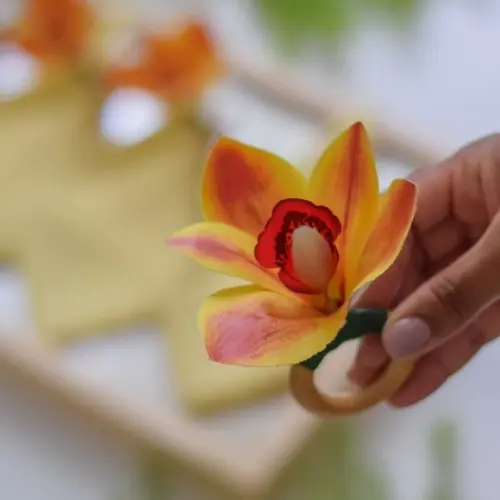 Porta Guardanapo Orquídea Cimbídio Mescla 8 Lugares