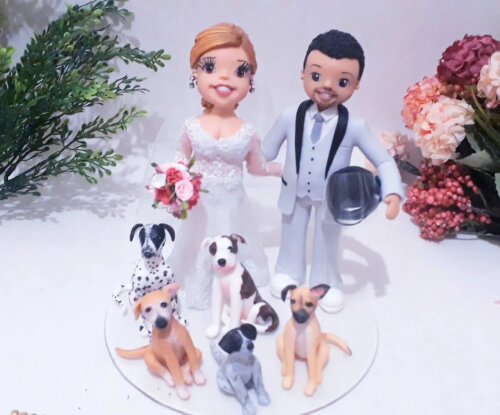 Noivinhos Personalizados em biscuit - Pets / noovinhos com cachor