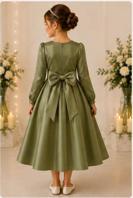 vestido de daminha daminha de honra verde oliva