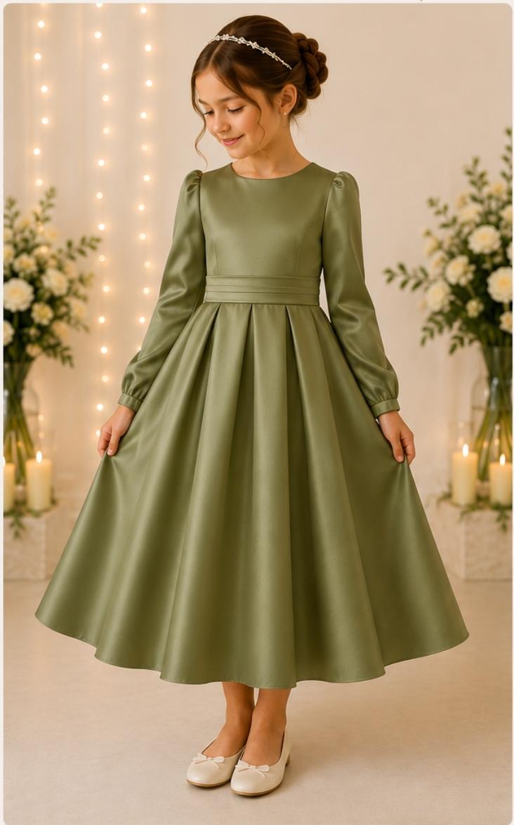 vestido de daminha daminha de honra verde oliva