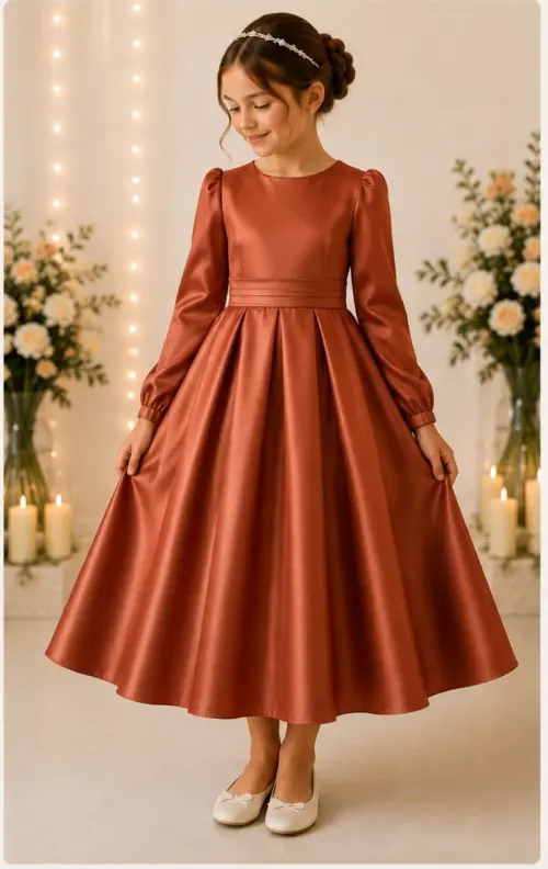 vestido de daminha daminha de honra terracota