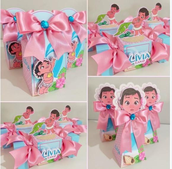15 Pçs Lembrancinha Caixinhas Personalizadas Moana Baby