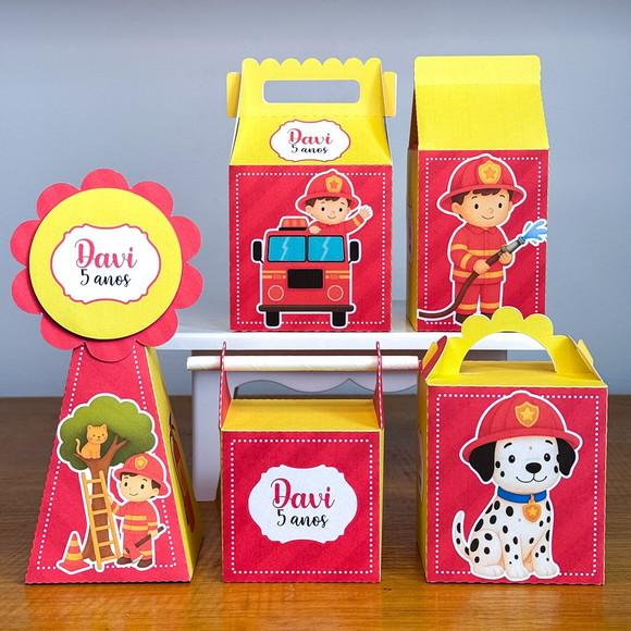 20 Itens Caixinhas Personalizadas para Festas Bombeiro