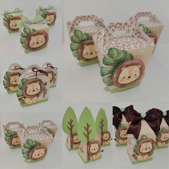 20 Itens Caixinhas Personalizadas Leãozinho Baby