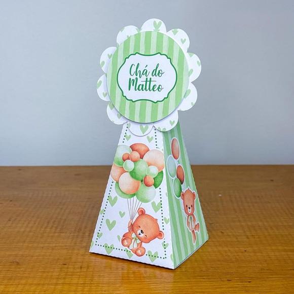 20 Itens Personalizados Caixinhas p/ Festas Ursinho Verde 1