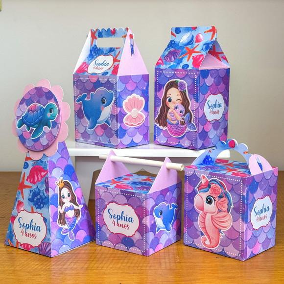 20 Itens Personalizados Caixinhas para Festas Sereia