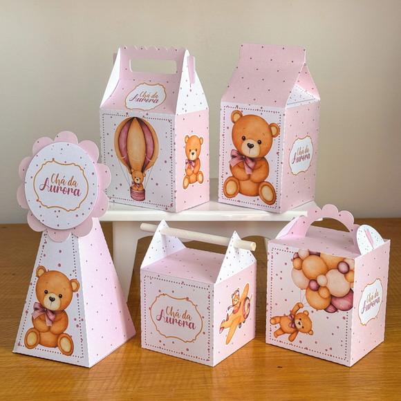 50 Itens Personalizados Caixinhas Chá Ursinha Rosa 2.0