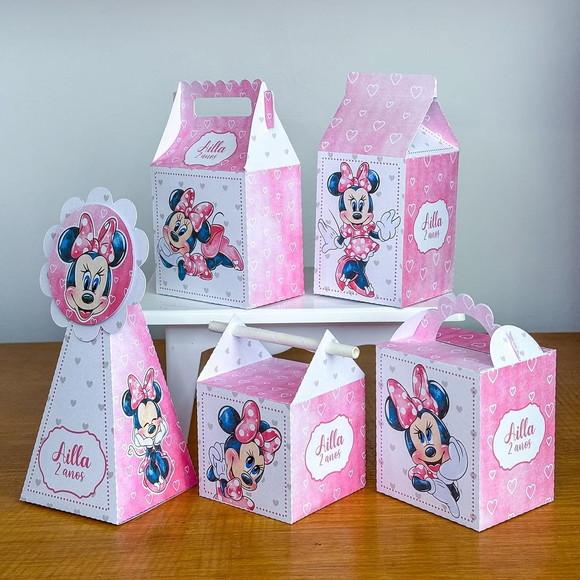 Kit 30 Peças Caixinhas Personalizados Minnie Rosa 2