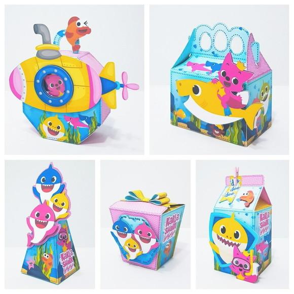 Kit Festa Lembrancinhas Baby Shark Menina 2-20 Pçs 3d