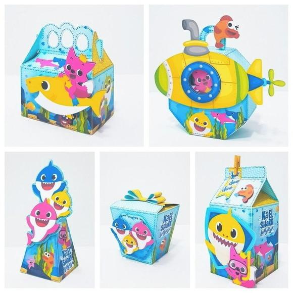Kit Festa Lembrancinhas Baby Shark Menino 2-20 Pçs 3d