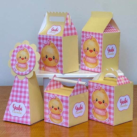 Kit Peg Monte 20 Itens Caixinhas Festas Pintinha Amarelinha