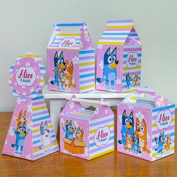 Kit Pegue e Monte 30 Itens Caixinhas Festas Bluey Menina
