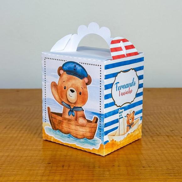 Kit Pegue Monte 40 Caixinhas para Festas Ursinho Marinheiro