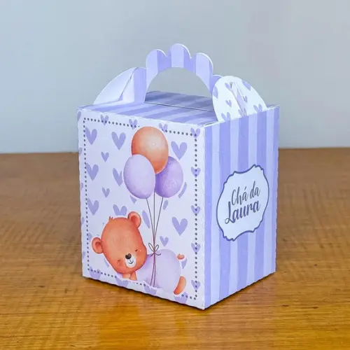 20 Itens Personalizados Caixinhas p/ Festas Ursinha Lilás 1