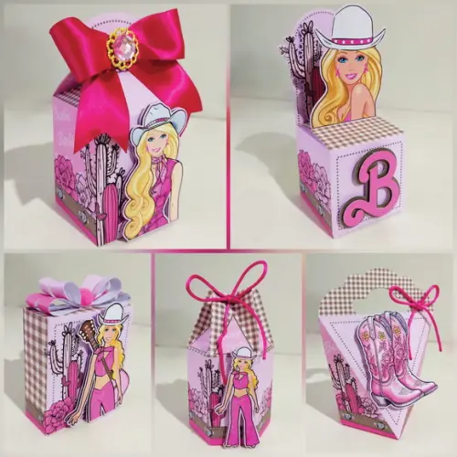 30 Itens Personalizados Caixinhas Barbie Boiadeira Cowgirl